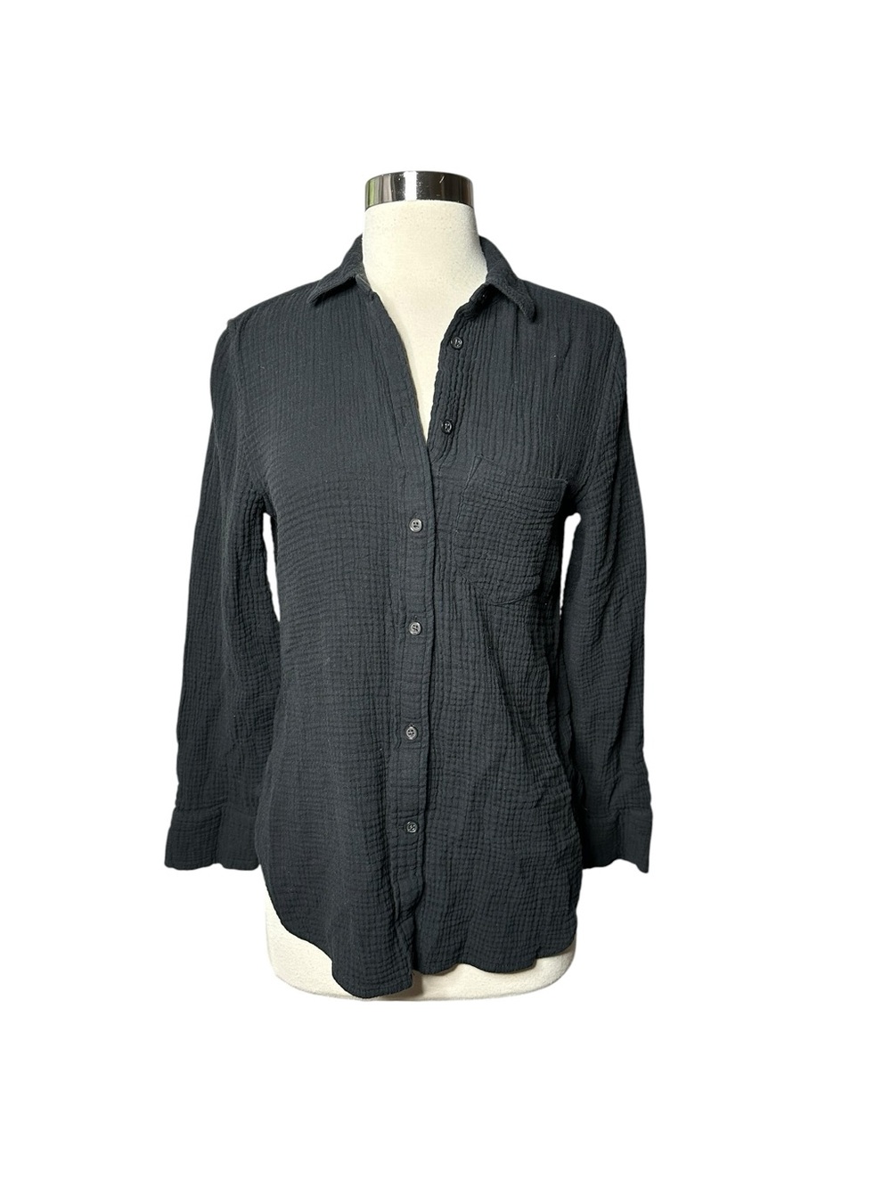 J.Crew Garçon Classic Double Gauze Button Down Shirt Black Size 0 SP24